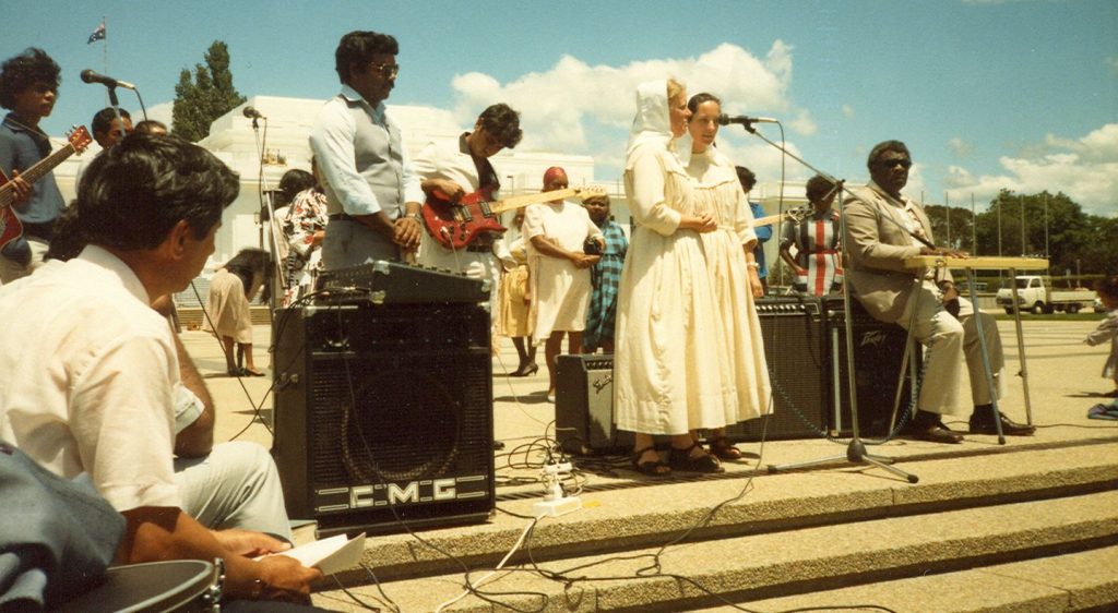 Canberra Aboriginal Meeting Bitte um Vergebung bei Meeting in Canberra/Australien